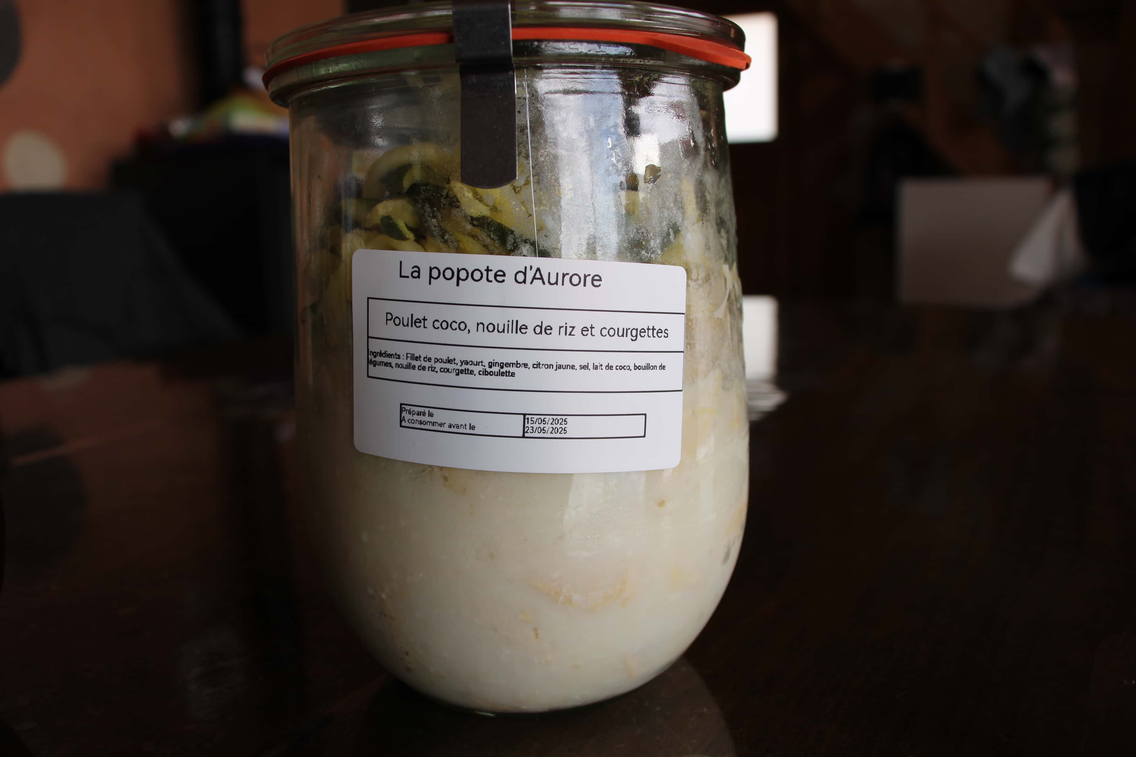 Poulet coco nouille de riz et courgette